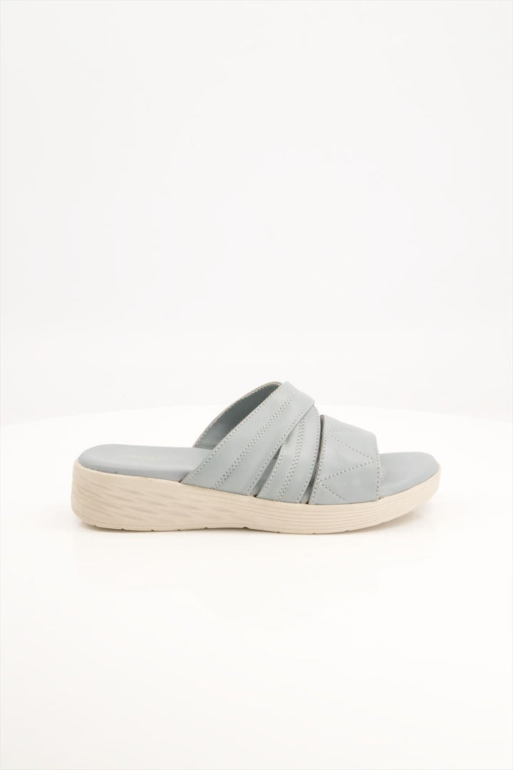 Comfy Sky Grey Quilted Slides Shoes for Girls