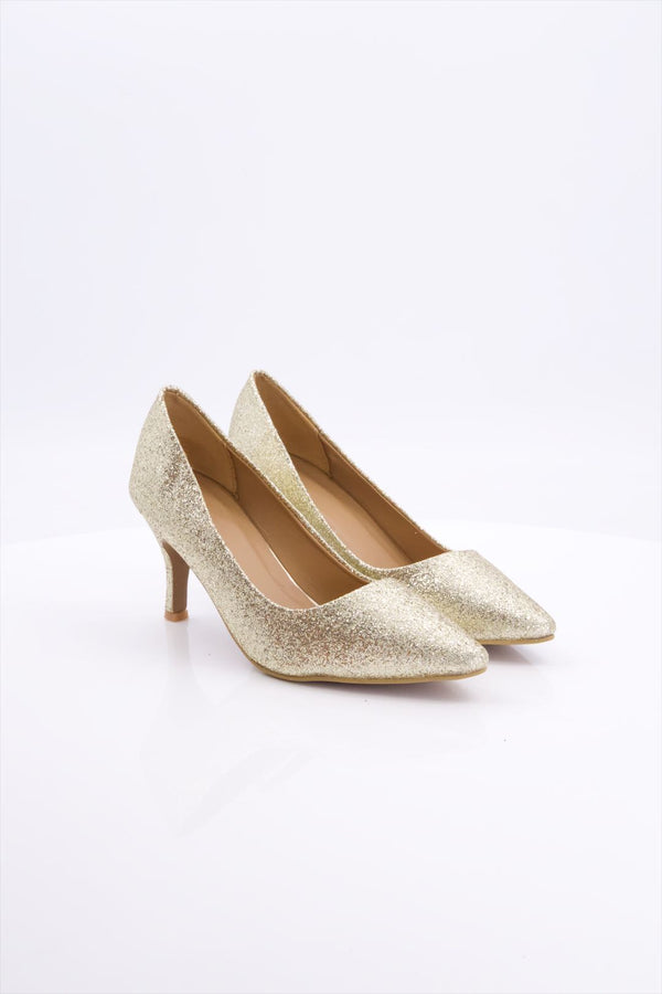 Gold Glitter Stiletto Pump Heels for Ladies